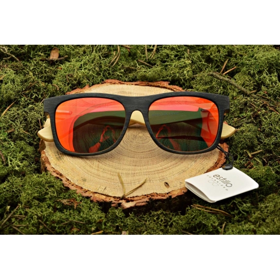 Drewniane okulary przeciwsłoneczne polaryzacyjne lustrzane EST-406B